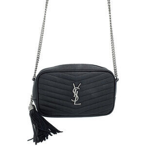 Saint Laurent Lou camera Chain bag black grained matelasse calf leather